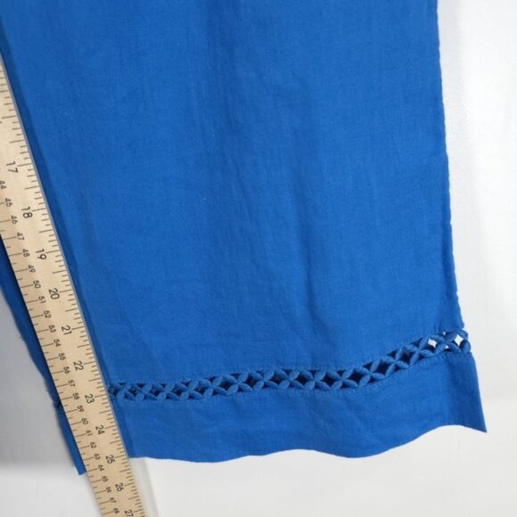 NWT JOIE 100% LINEN Wide Leg Elastic Waist Drawstring Embroidered Pants MEDIUM - Picture 6 of 12